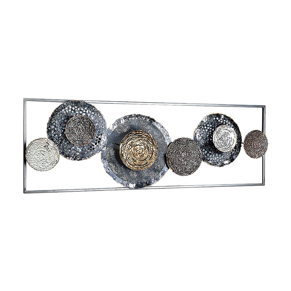 Kobolo Wandbild Wanddeko Metallbild 3D-Bild - BLOSSOM - anthrazit silber gold - ca 31x91 cm - Wandkunst Wall Picture Deco Deko Wohnzimmer Einrichtung
