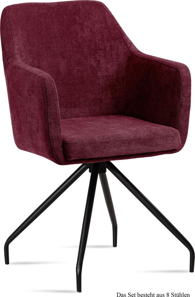 Armlehnstuhl (8er-Set) Dijana 57x87x60 Schwarz/Marsala