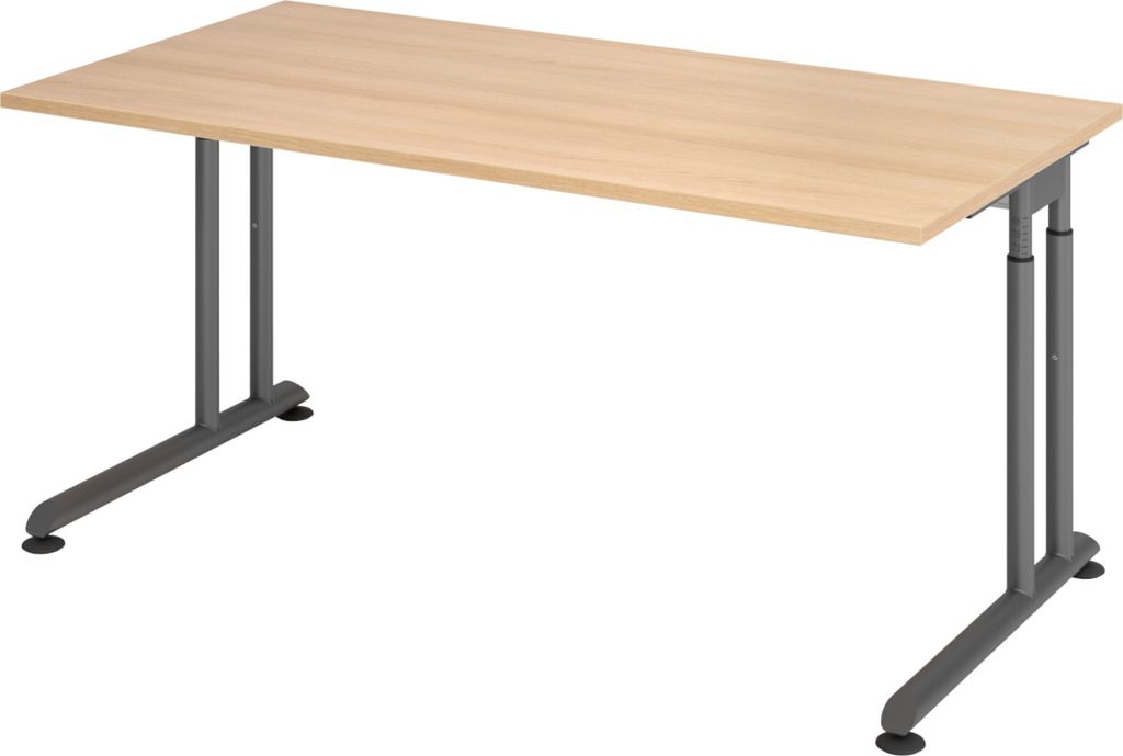 bümö Schreibtisch Serie-Z - Größe: 160 x 80 cm, Gestell: Graphit, Nachbildung: Eiche