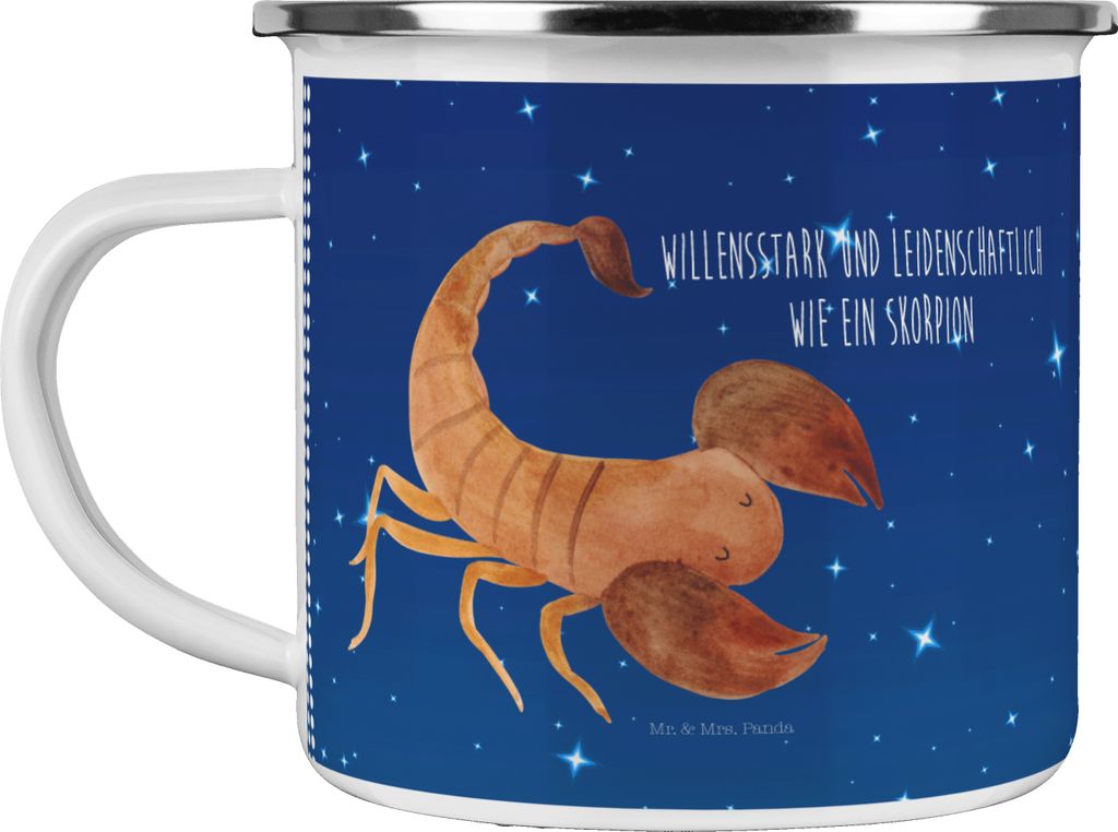 Mr. & Mrs. Panda becher emaille Sternzeichen Skorpion - Sternenhimmel Blau - Geschenk, Haferl, Teebecher, Teetasse, Oktober, Geburtstag November, P...