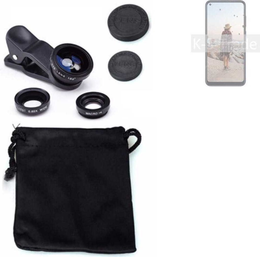 K-S-Trade Smartphone Kamera Linsen Set Kompatibel mit Samsung Galaxy M11 3in1 Clip-On Kamera Adapter Macro Weitwinkel FishEye Fischauge Objektiv Linse