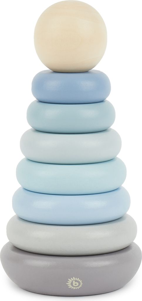 Bieco Stapelturm Baby Holz | 19 cm | Steckspiel ab 1 Jahr | Stapelringe Baby Holz | Holzturm Baby | Regenbogen Holzspielzeug ab 1 Jahr Baby Stapelt...