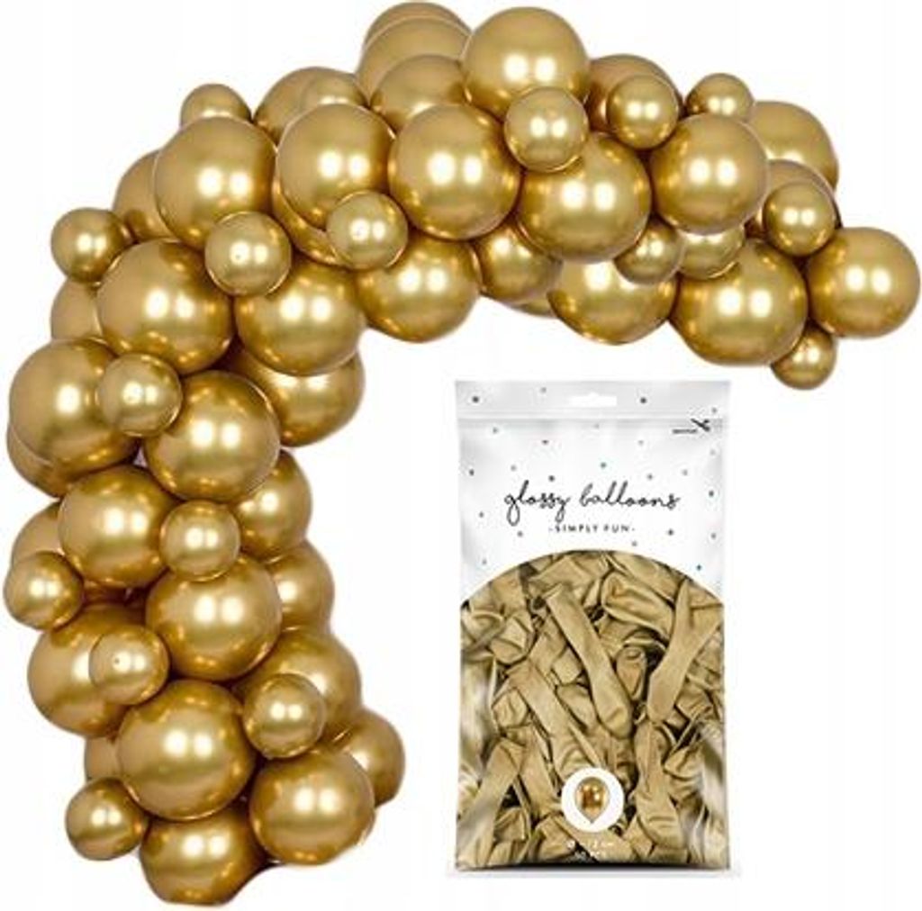 Glänzende goldene Luftballons, 12 cm, 50 Stück.