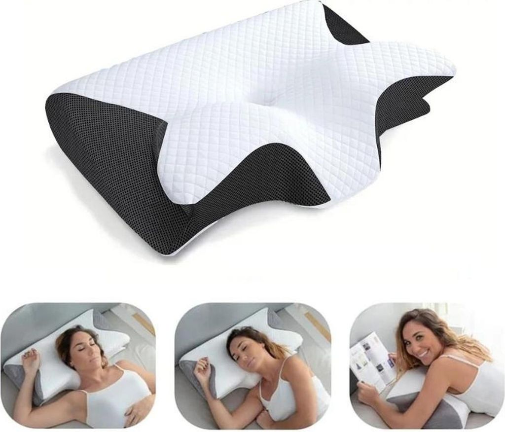 Ergonomisches orthopädisches Memory-Foam-Nackenkissen - Schlafkissen gegen Nackenschmerzen für Seiten- & Rückenschläfer