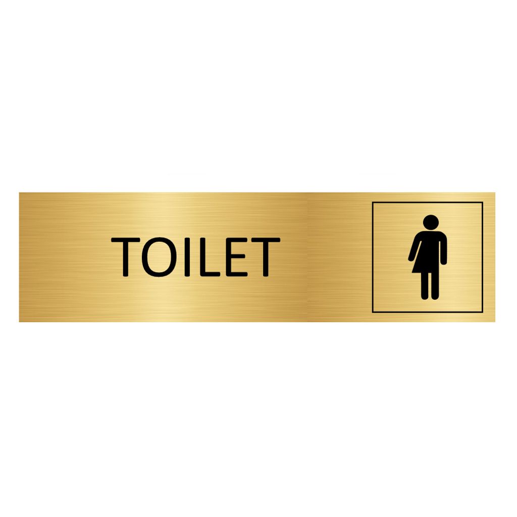 CombiCraft Aluminium Türschild Gold Toilet genderneutraal 165x45mm mit 3M-Tape