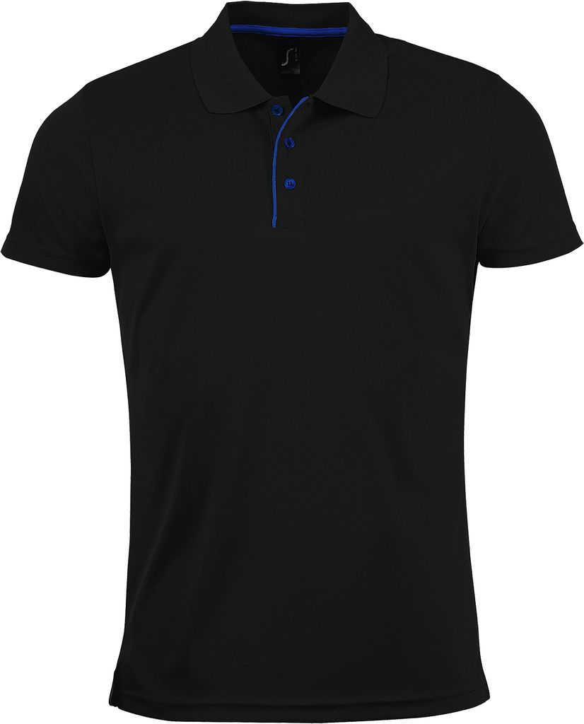 SOLS Herren Pique Polo Shirt Performer, Kurzarm PC2162 (L) (Schwarz)