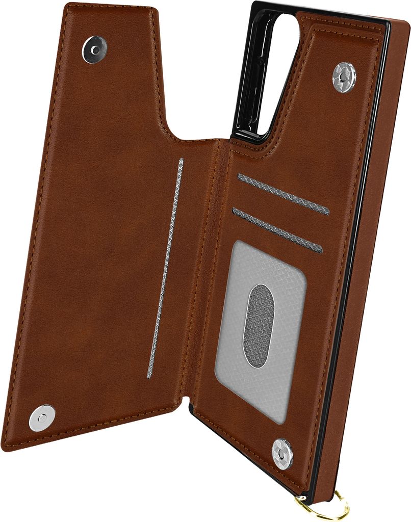 Samsung Galaxy S21 Plus Handyhülle mit Kette + Kartenhalter - Braun