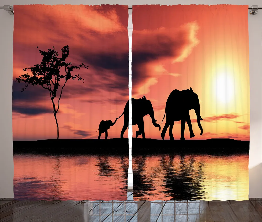 Tenda Soggiorno Africa ABAKUHAUS - Animali Selvaggi Corallo Marrone