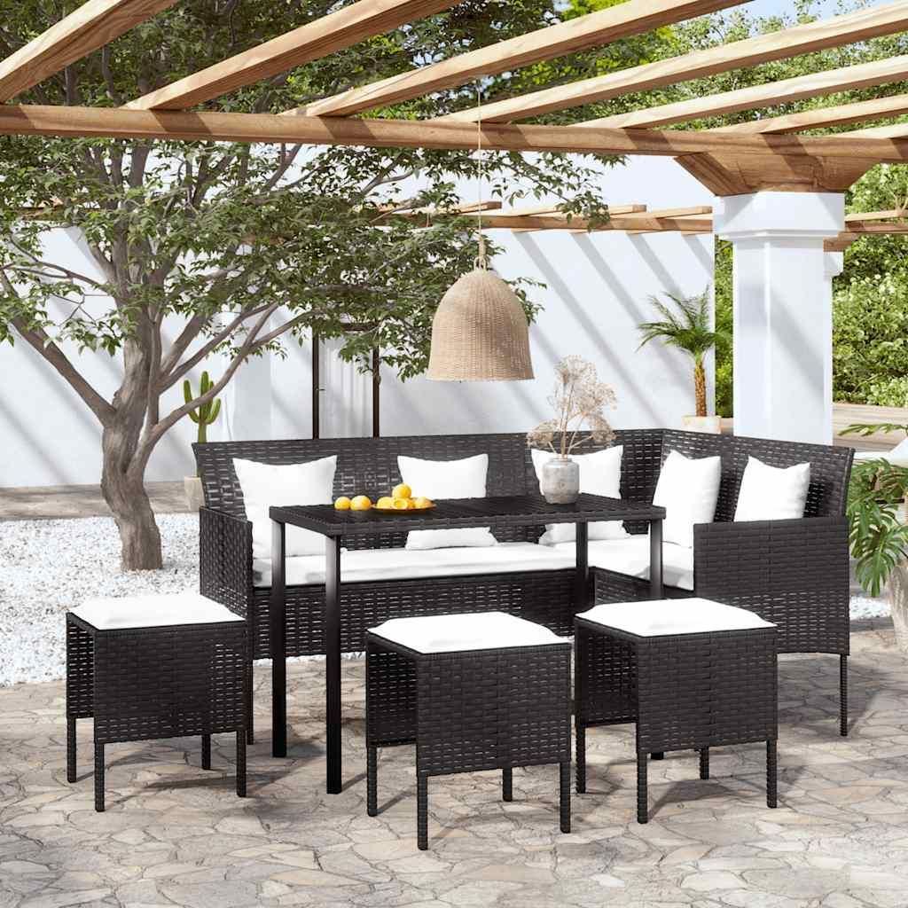 vidaXL Set di divani a 5 pezzi a L con cuscini in poly Immagine del prodotto 
