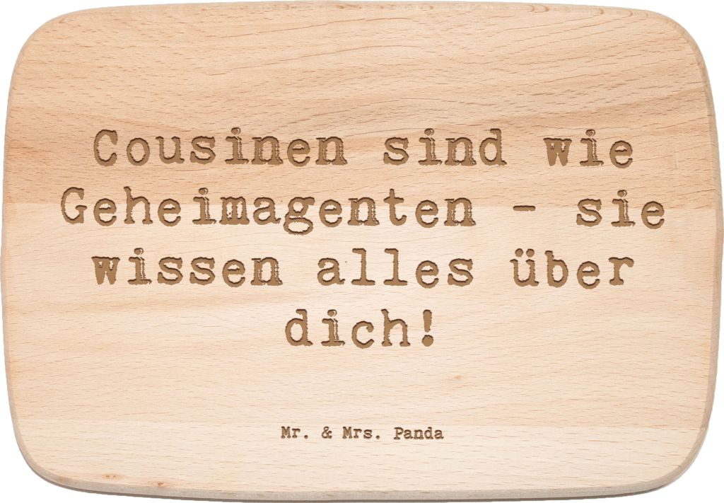 Mr. & Mrs. Panda Frühstücksbrett Spruch Cousinen Geheimagenten - Transparent - Geschenk, Freude, Schneidebrett, Holzbrettchen, Geburtstage, Kindh...