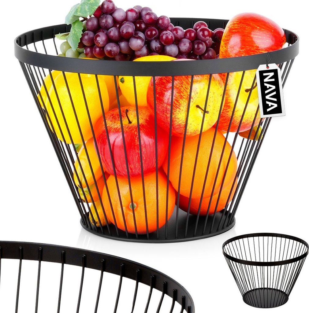 NAVA Obstkorb Gemüsekorb Metallkorb Aufbewahrungskorb Drahtkorb aus Metall schwarz MISTY 30 cm