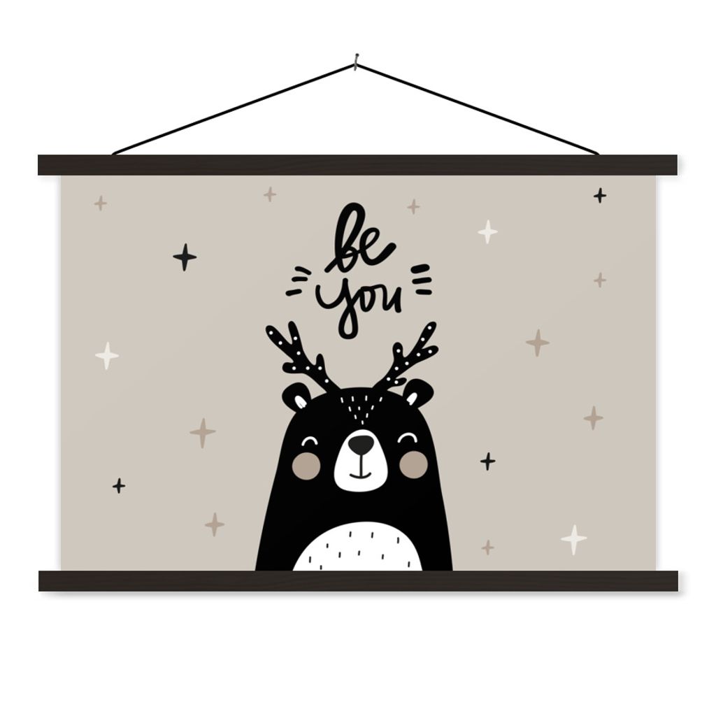 MuchoWow Textilposter Zitate - Sei du - Sprichwörter - Kinder - Baby - Jungen - Mädchen 150x100 cm mit schwarzem Rahmen - Schlafzimmer