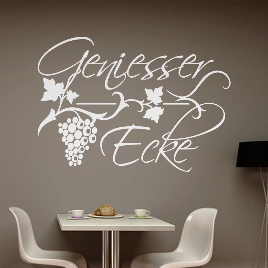 Geniesser Ecke Trauben Wandtattoo in 6 Größen - Wandaufkleber Wall Sticker - Dekoration, Küche, Wohnzimmer, Schlafzimmer, Badezimmer