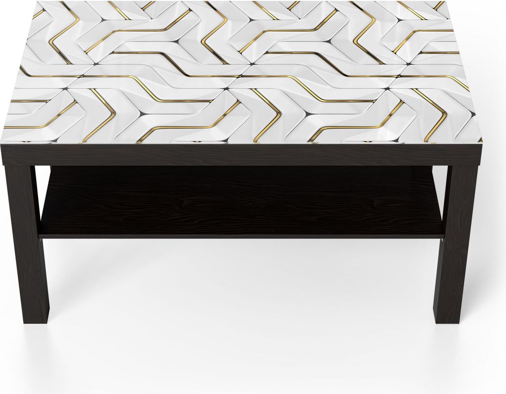 DEQORI Couchtisch 90x55 cm Schwarz 'Hochglanzmuster' Glas Beistelltisch