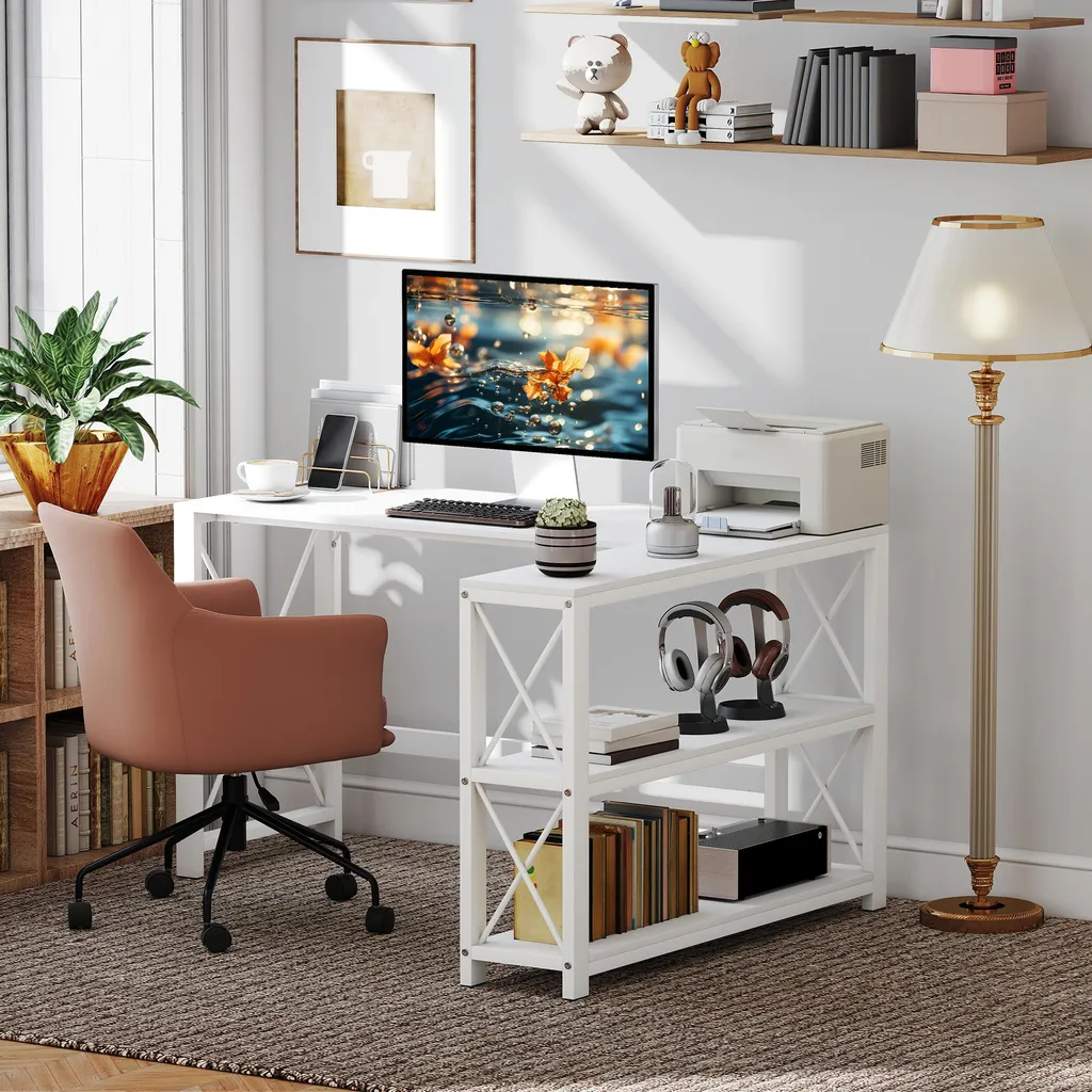 Bureau informatique d'angle pour petits espaces et télétravail efficace