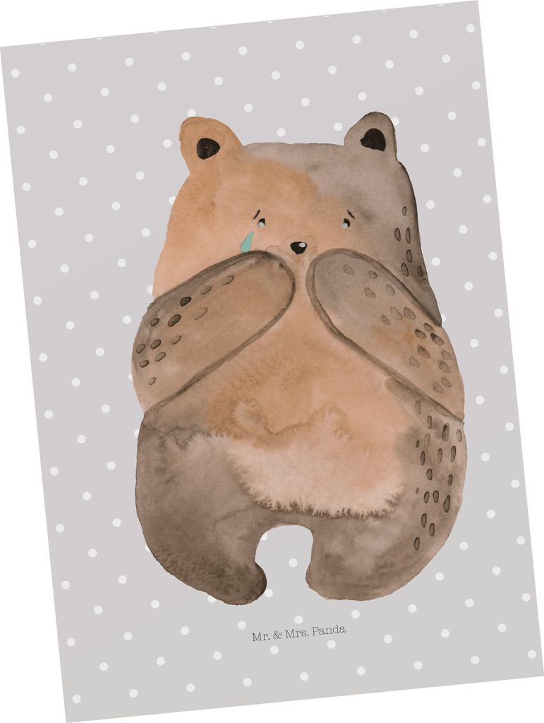 Mr. & Mrs. Panda Postkarte Bär Verlust - Grau Pastell - Geschenk, Trauer Trauergeschenk Traurig Trösten Trost Liebeskummer, Ansichtskarte, Teddy,...