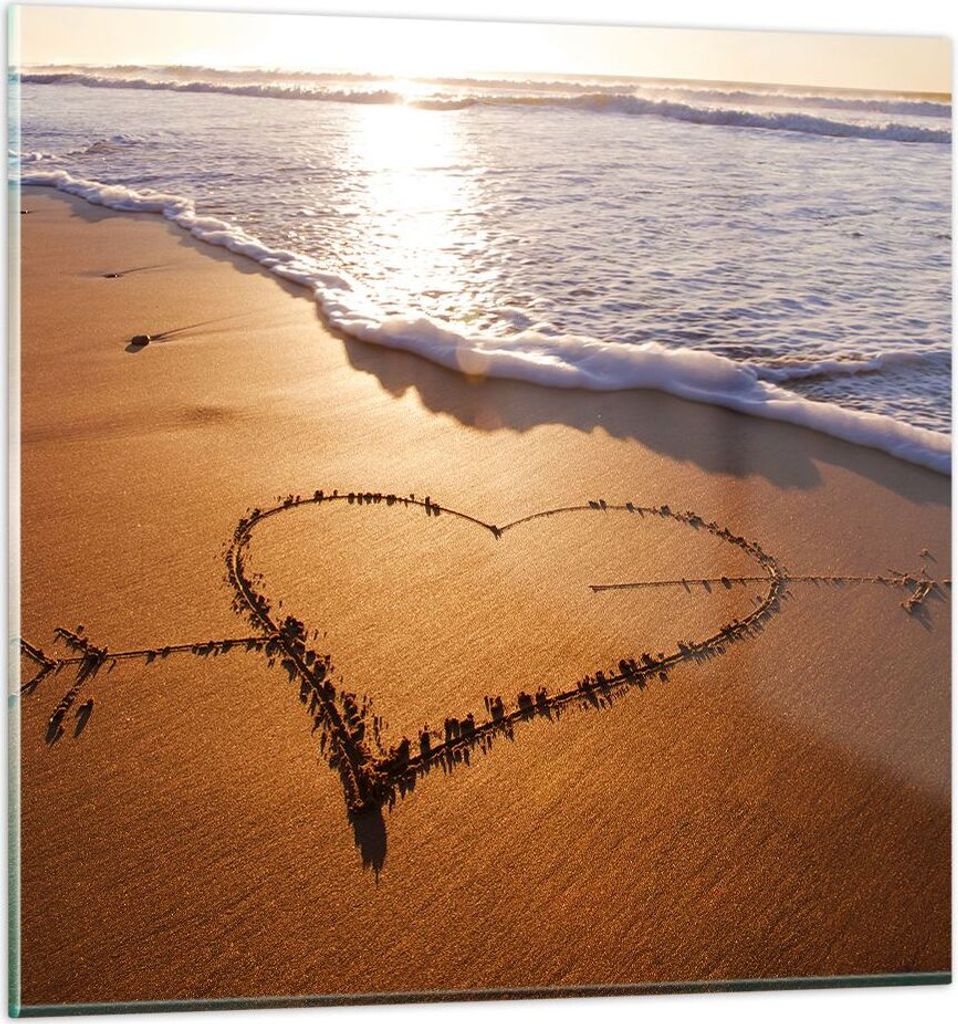 Bilder auf glas - Sommer Meer Sand Strand - 50x50cm - Glasbilder - Wandbilder - Kunstdruck - zum Aufhängen bereit - Wanddekoration aus Glas - Glas...
