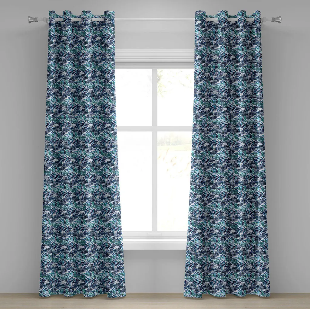 ABAKUHAUS Rideau à œillets feuille de palmier turquoise 280x175 cm