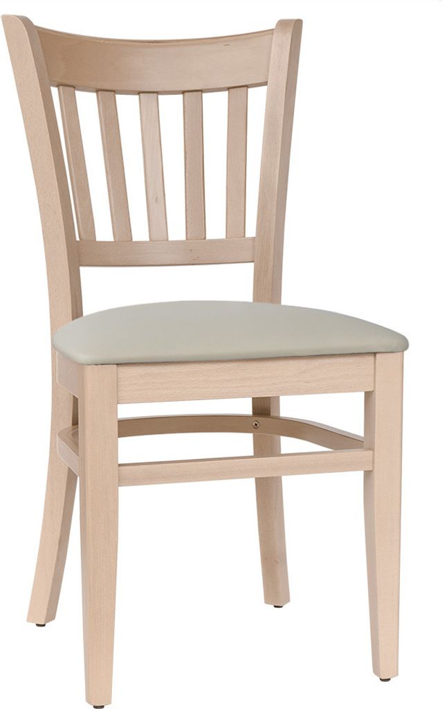 Set 2 Stühle Esszimmerstuhl Küchenstuhl Holz Buche massiv natur Polster Kunstleder creme, fertig montiert. Belastbarkeit 150 kg *T002