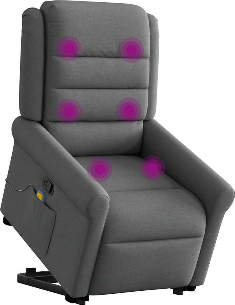 vidaXL Massagesessel mit Aufstehhilfe Dunkelgrau Stoff