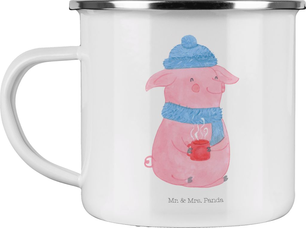 Mr. & Mrs. Panda Pott Schweinchen Glühwein - Weiß - Geschenk, Weihnachtsmarkt, Haferl, Betrunken, Teetasse, Emaille Tasse, Spruch, becher, Kaffee...