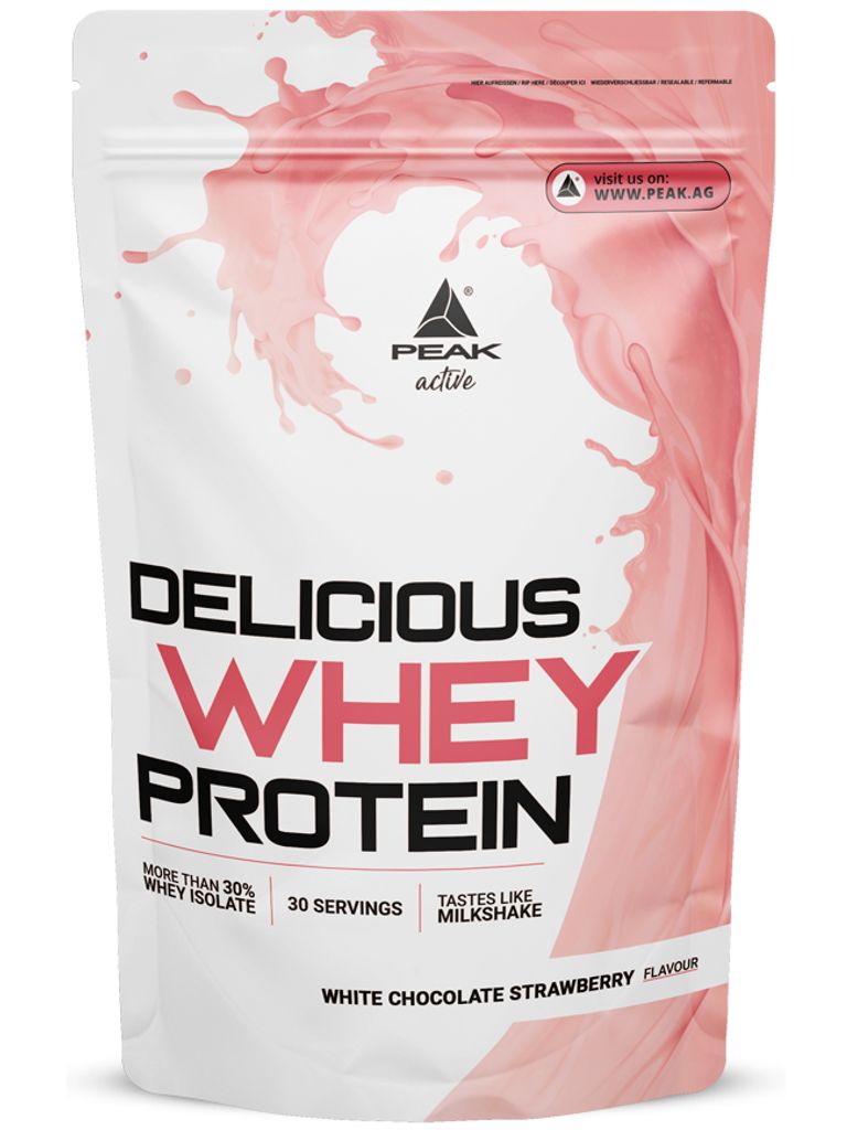 Delicious Whey Protein - 900g : White Chocolate Strawberry I Eiweiss I Eiweiß I Proteinmischung (Whey Konzentrat I Whey Isolat) I Milchshake - Kon...