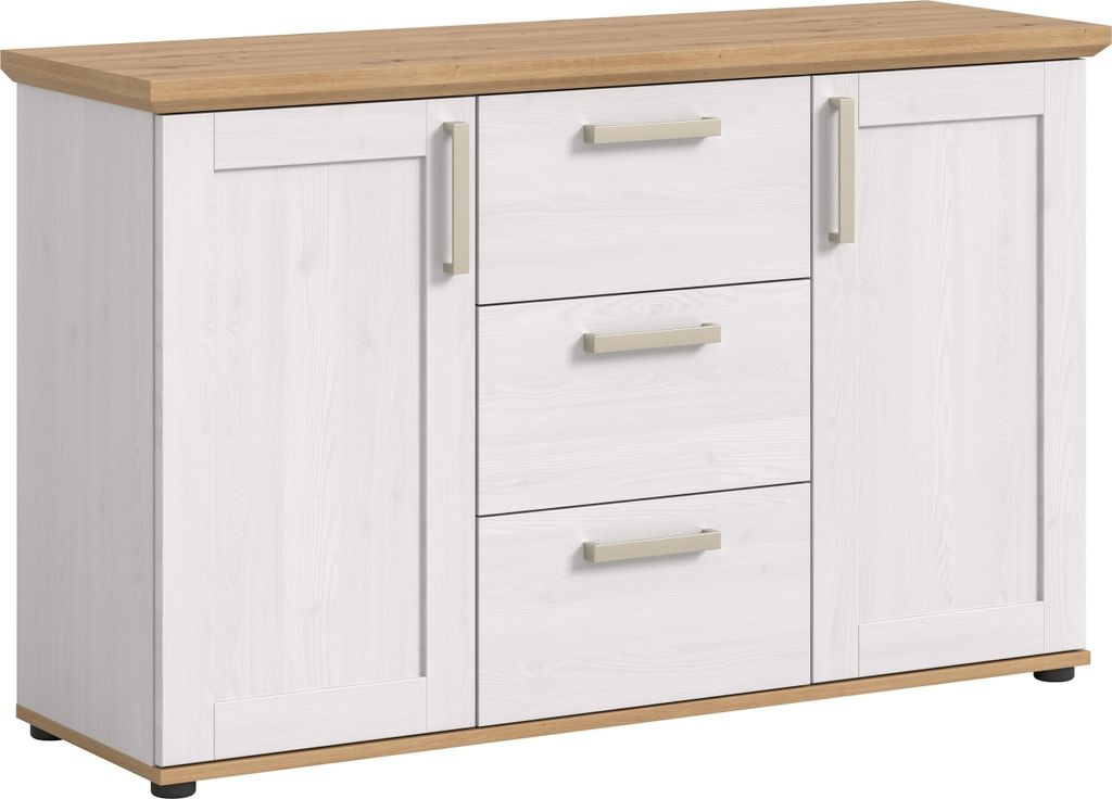 Sideboard >Verona< 2 Türen, 3 Schübe, Sibiu Lärche Nachbildung - 129x80x40cm (BxHxT)