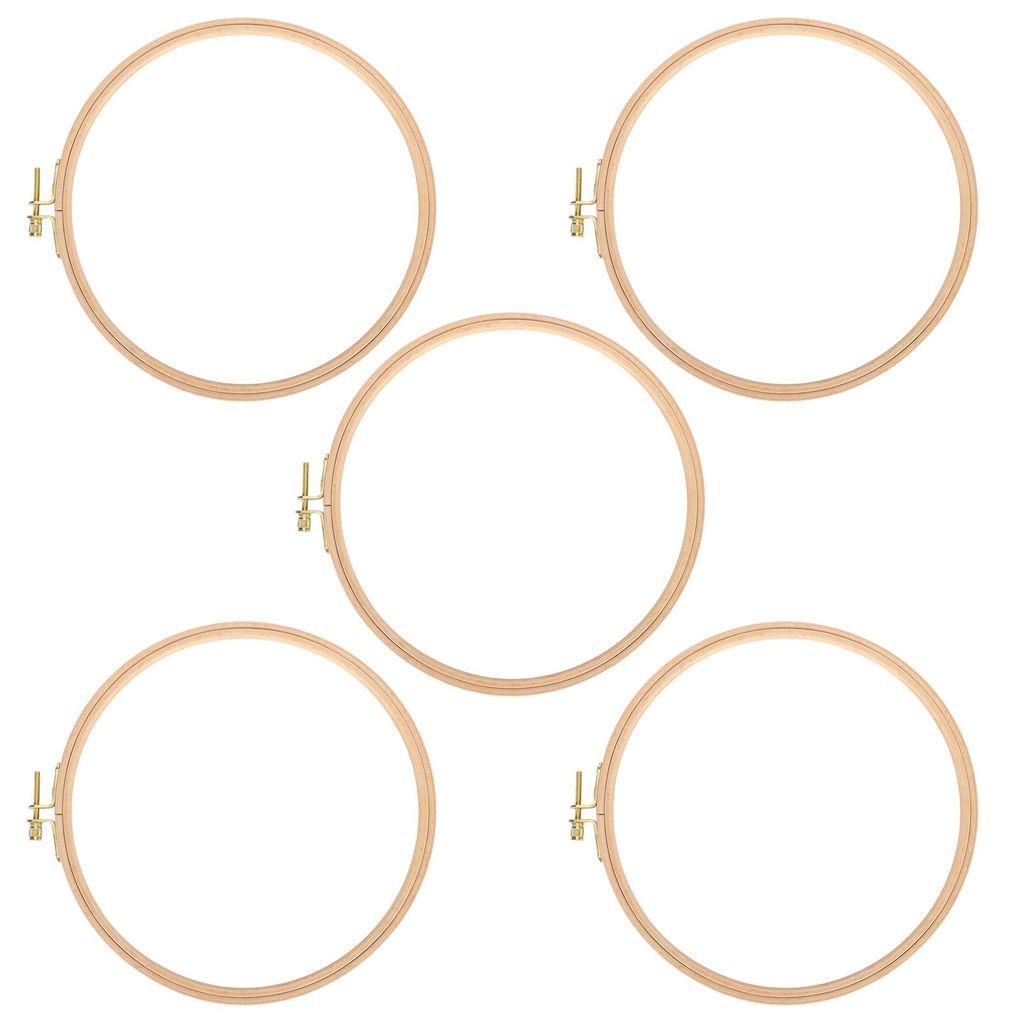 5er-Pack Stickrahmen, rund, breit, aus Bambus, tragbar, für den Schreibtisch, DIY-Kreuzstichzubehör, 19 cm