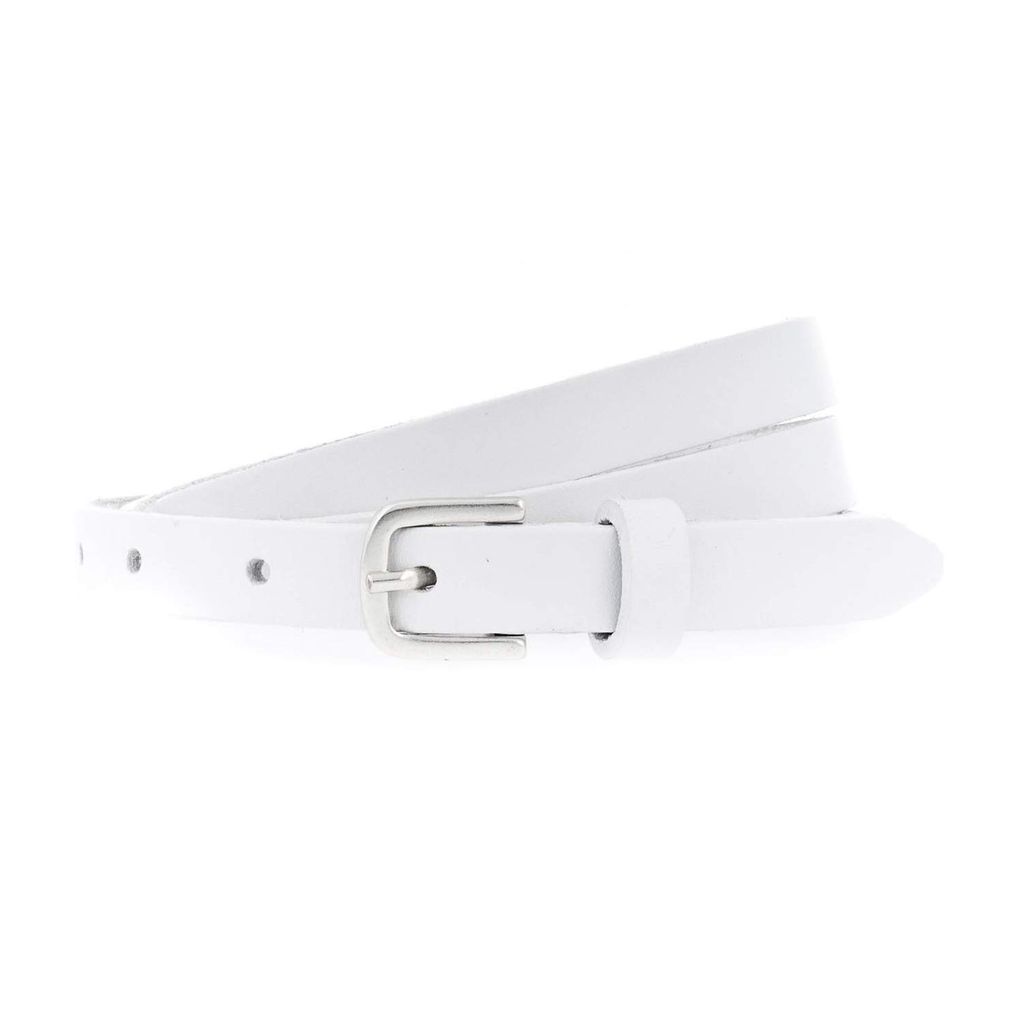 Vanzetti Damen Gürtel - schmaler Ledergürtel, Metall Schnalle Weiß 90 cm