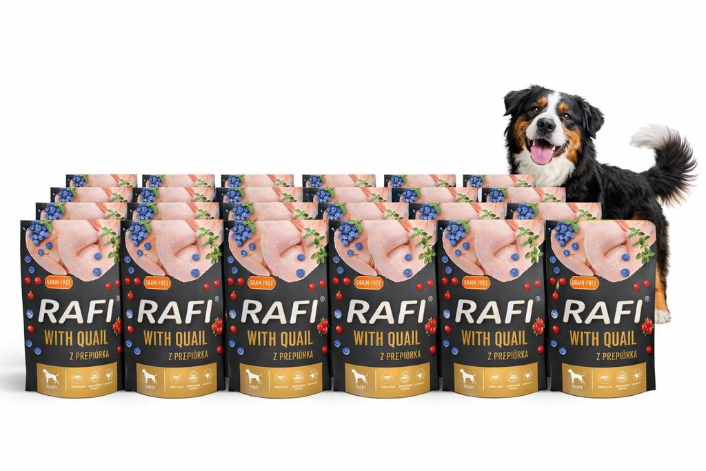 Mokré krmivo pre psov RAFI s prepelicou, vrecúška 24 x 500 Obrázok produktu 