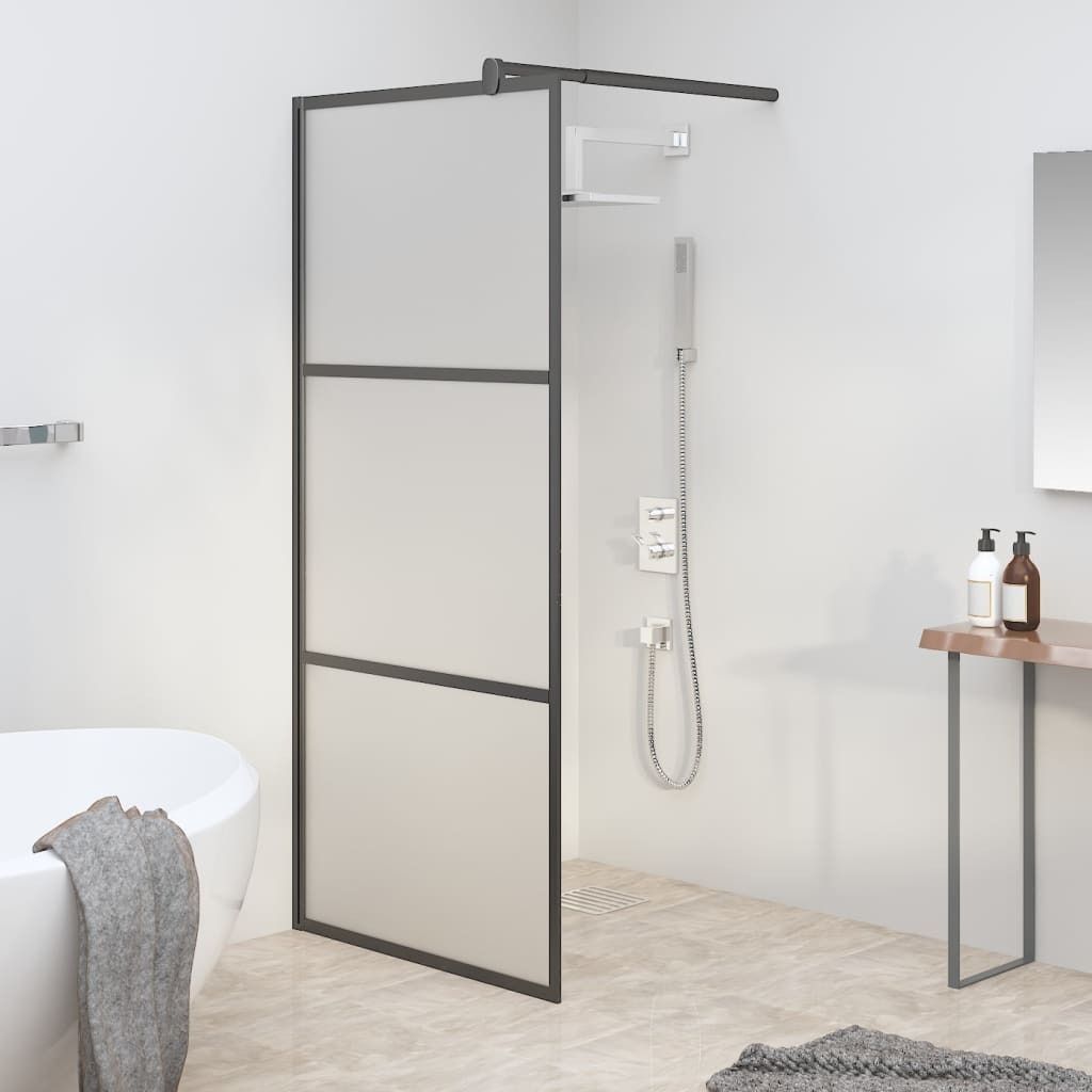 The Living Store Duschwand für Walk-In Dusche 80x195 cm ESG Mattiert Schwarz