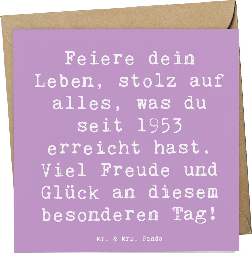 Mr. & Mrs. Panda Glückwunschkarte Spruch 1953 Geburtstag - Lavendeltraum - Geschenk, feiern, Geburtsjahr, stolz auf Leben, alles, Klappkarte, Gru...