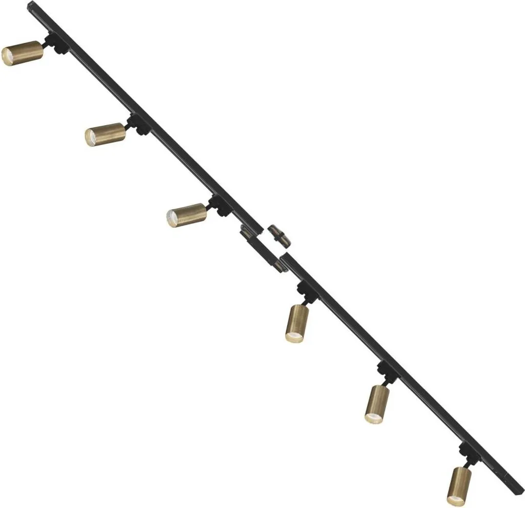 Kit Rail Électrique 2m Noir avec Réflecteurs Dorés 1 Phase Zuma Line 3022