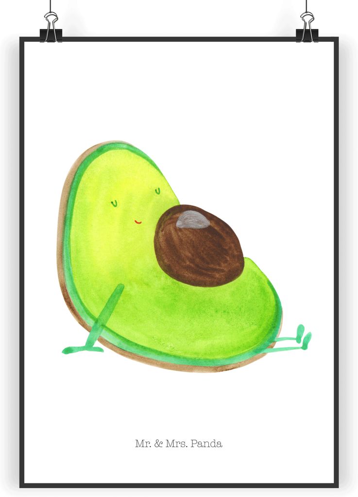Mr. & Mrs. Panda Bild Avocado Schwangerschaft DIN A3 - Weiß - Geschenk, Schwanger, wanddeko, Wunder, Liebe, drucke, Baby, Kunstdruck, Wandbild, Wa...