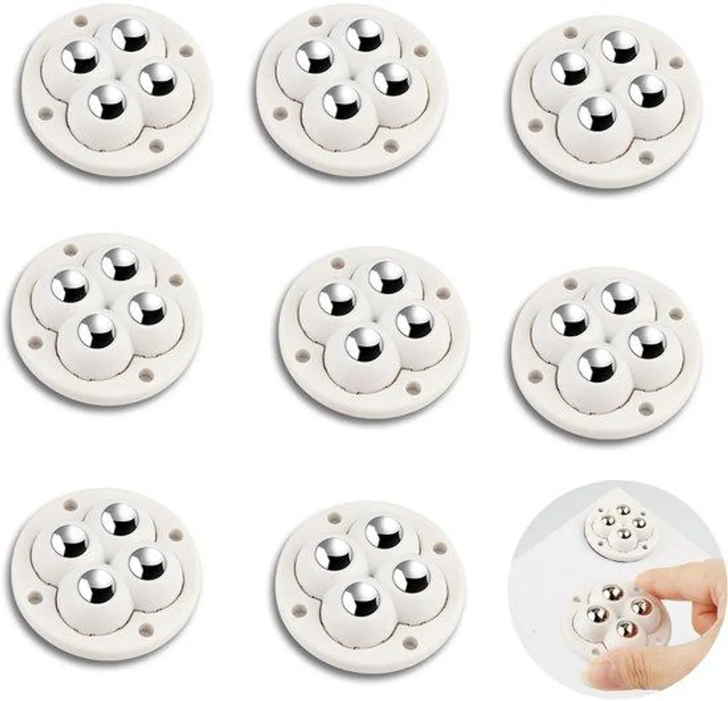 Roulettes pour poubelle et caisse de rangement lot de 8 pièces blanches