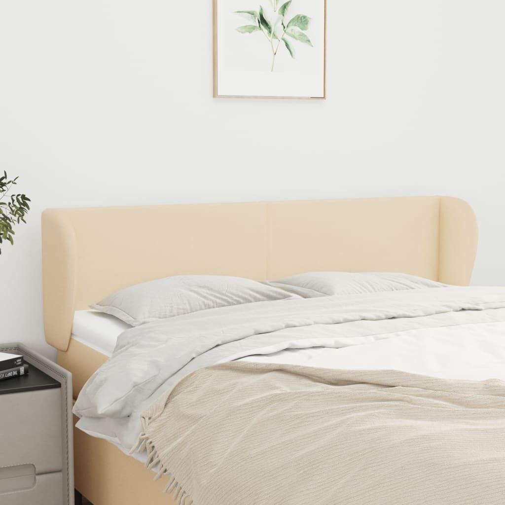 Cloris Designermöbel Kopfteil mit Ohren Creme 147x23x78/88 cm Stoff 2024 Neu