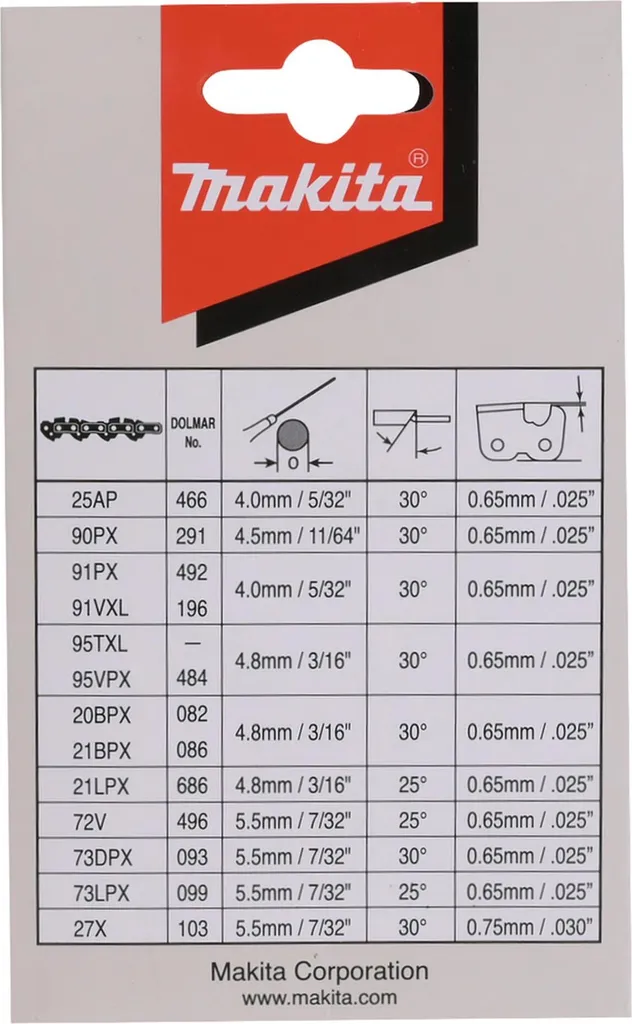 Catena Makita 40 cm 3/8" 1,3 mm 56 Maglie - Ricambio Originale Professionale - 3