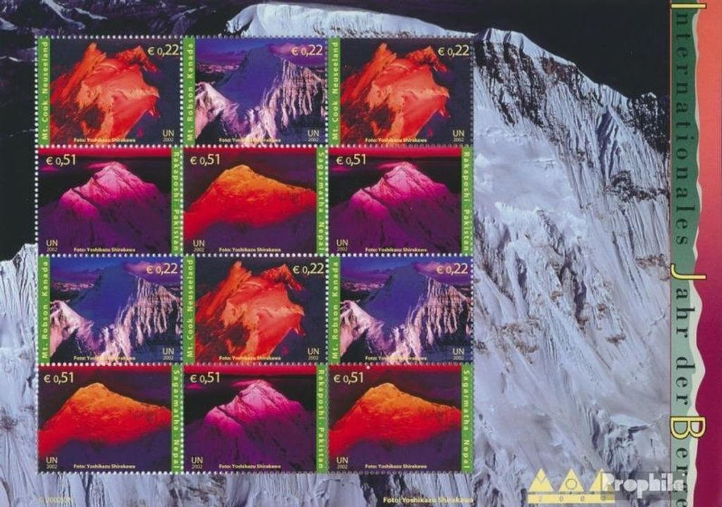 Briefmarken UNO - Wien 2002 Mi 363-366Klb Kleinbogen (kompl.Ausg.) postfrisch Internat. Jahr der Berge