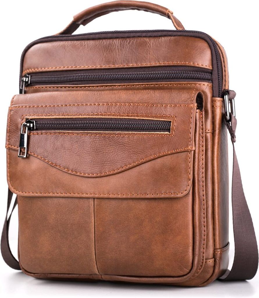 Umhängetasche Leder Herren Herrentasche Schultertasche Echtes Leder Handgelenktasche Herren Schultertasche Crossbody Bag Messenger Bags Geschenk f...
