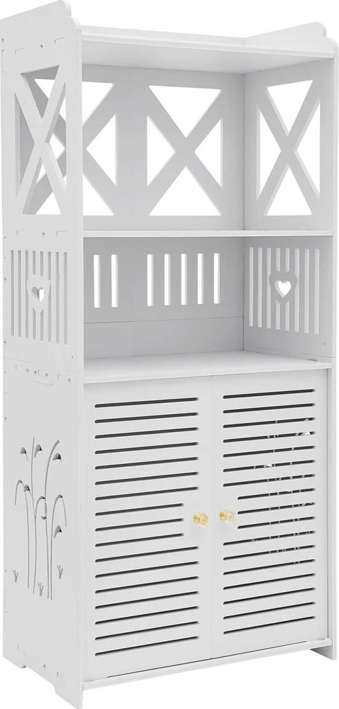 Badezimmerschrank - WC-Seitenschrank - 40×25×90 cm - PVC - Schmal - Modernes Design - Montage erforderlich - Weiß