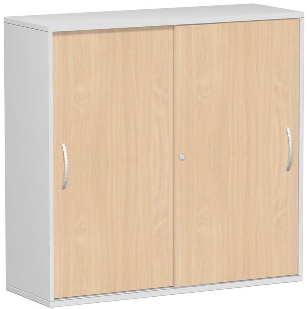 Geramöbel Schiebetürenschrank Oberboden 25 mm, mit Standfüßen, abschließbar, 1200x425x1182, braun/grau, S-312353-BL