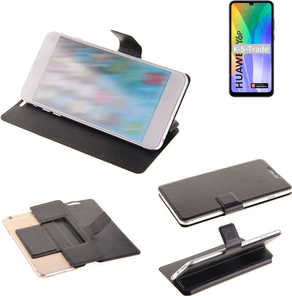 K-S-Trade Schutzhülle kompatibel mit Huawei Y6p Schutzhülle Flip Cover Klapphülle Wallet Case Slim Handyhülle bookstyle schwarz