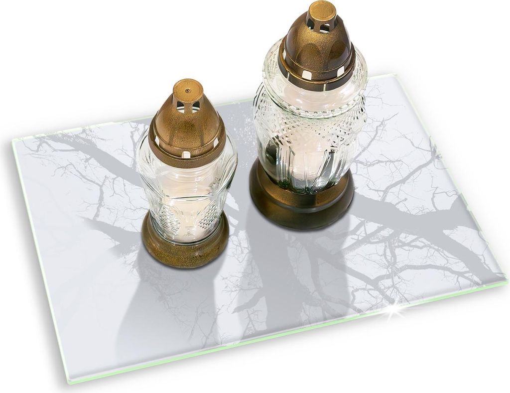 Grabkerzen Kerzen Untersetzer Glas Gummifüße - 52x30 cm - Weiße Farbe