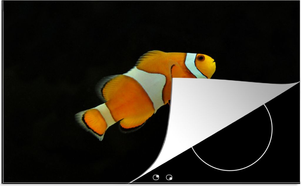 KitchenYeah Herdabdeckplatte Fisch - Linie - Schwarz , 81x52cm, Küche Deko, Ceranfeld Herdabdeckung, Abdeckplatte fùr Kochfeld