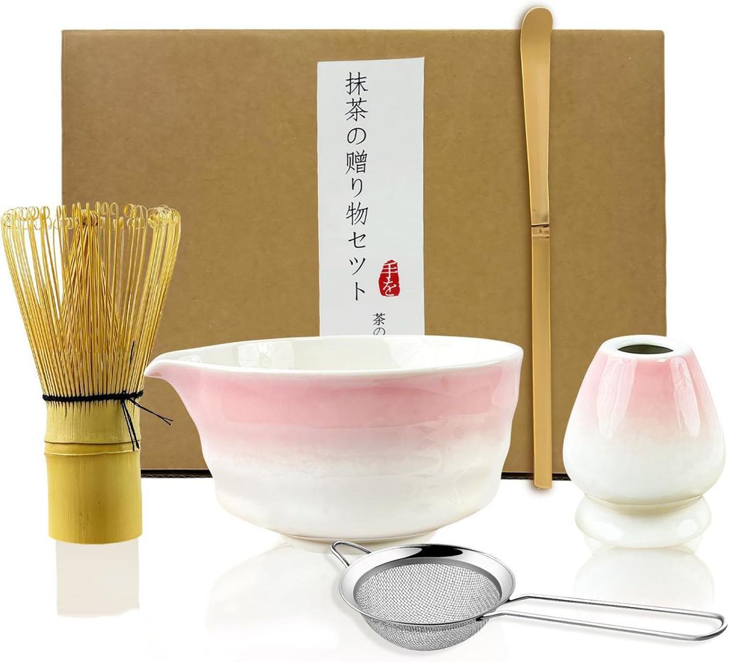 Matcha Set, Matcha Teezeremonie Set, Matcha Schneebesen, Keramik Schale, Teelöffel, Bambus Matcha Besen, Traditionelles Teezeremonie Set