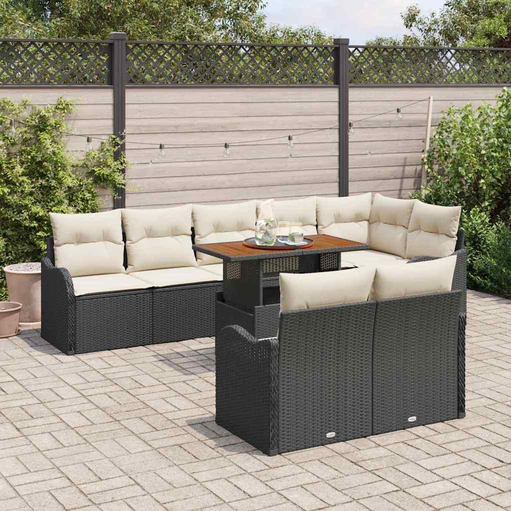 Maison Exclusive - Garten-Sofa-Set mit Speicher 9 pcs Schwarz Poly Rattan