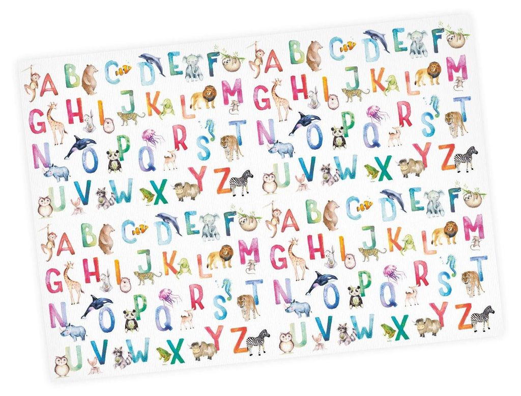 5 Bögen Geschenkpapier Tier ABC Aquarell bunt - 1,60€/qm- Produktbild 