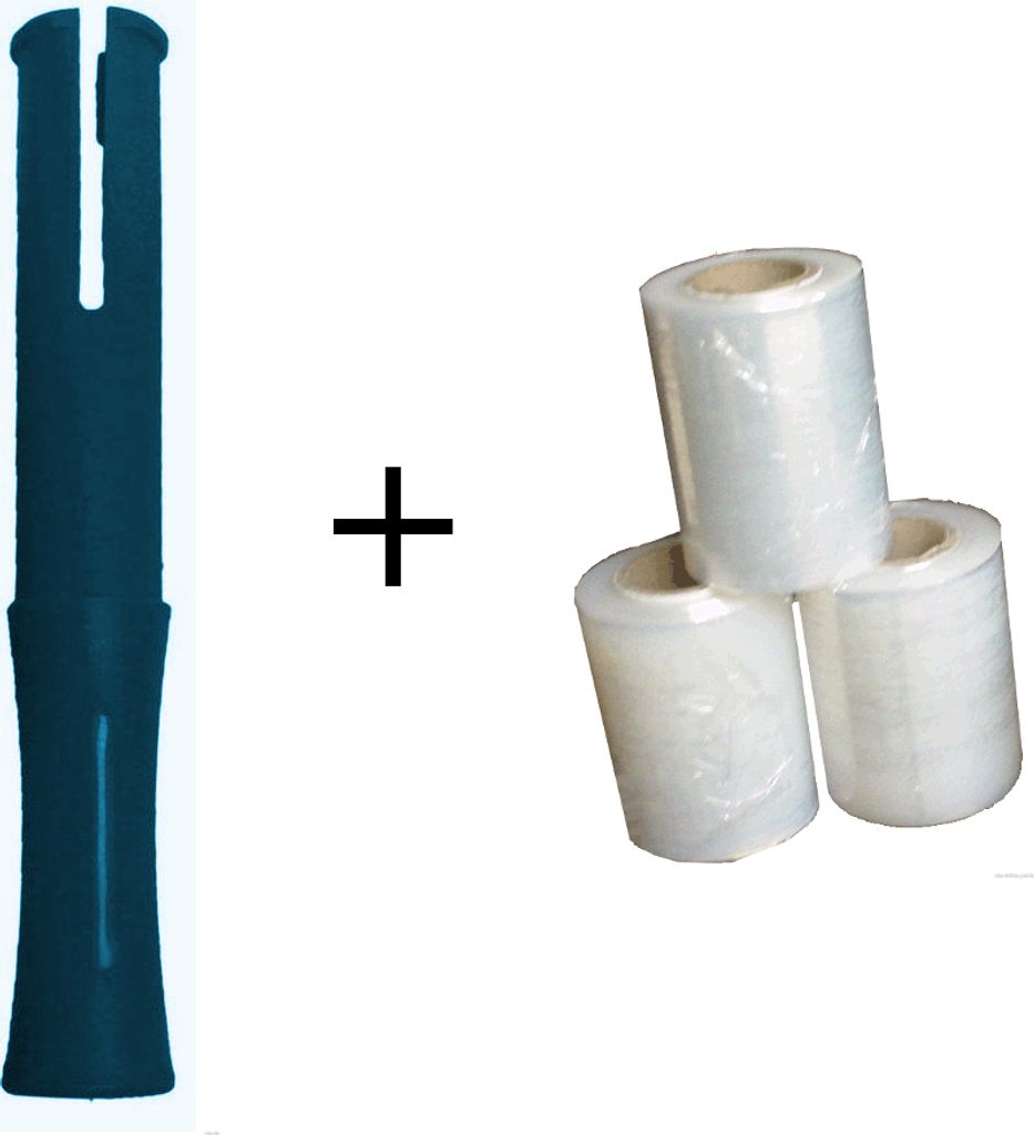 10 Rollen Mini Stretchfolie 100mm x 150m / 20my / incl. Abroller