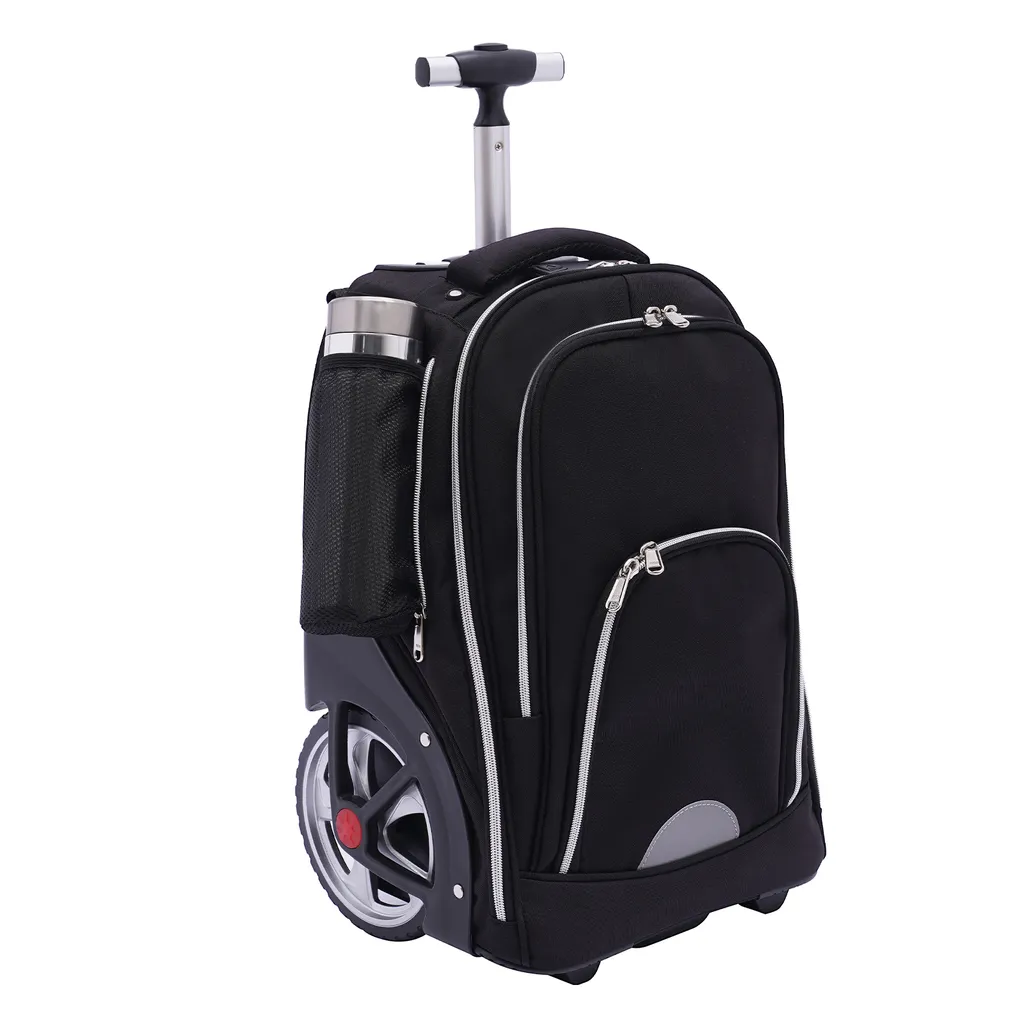 Sac à dos à roulettes informatique et bagage cabine noir polyvalent - 5