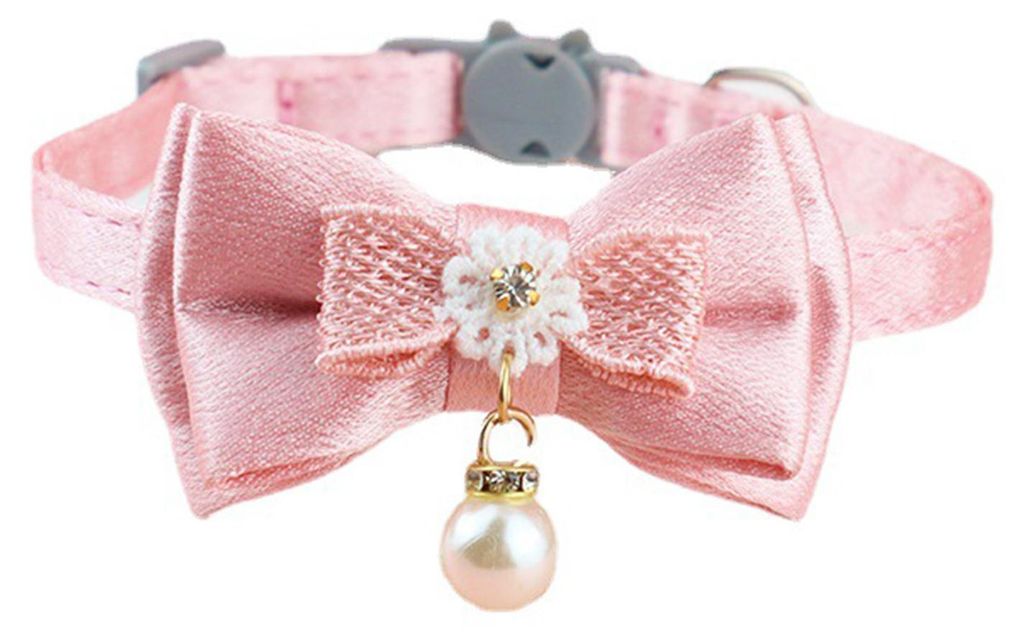 Haustierhalsband, verstellbar, weich, tragbar, niedlich, modisch, Katzenfliege für tägliche Spaziergänge, Party, Perlenanhänger (abnehmbar), Br...